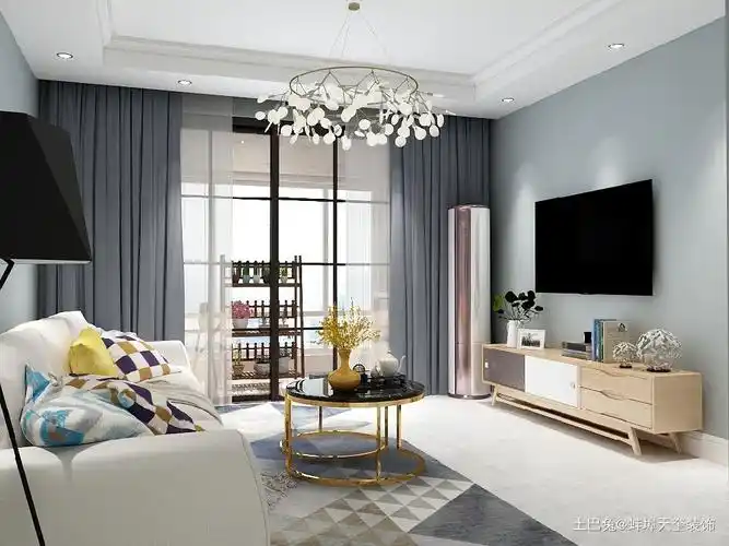 绿地中央广场125m现代小清新客厅现代简约客厅设计图片赏析