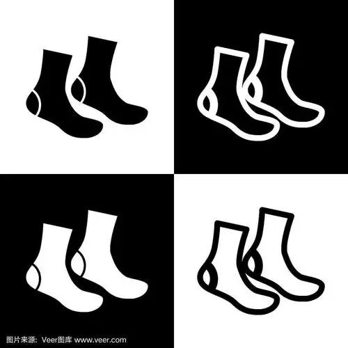 袜子标志黑白图标和线条