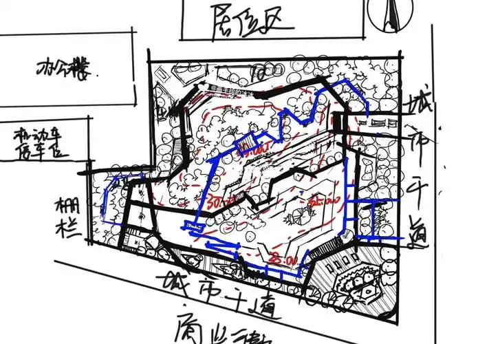 城市公园绿地景观设计 方案草图分享