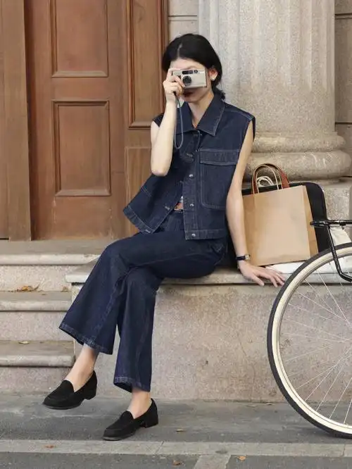 黑科技活性染工装无袖牛仔外套马甲背心