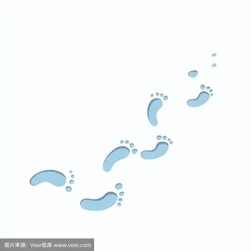 脚印在卡通风格的步道大脚