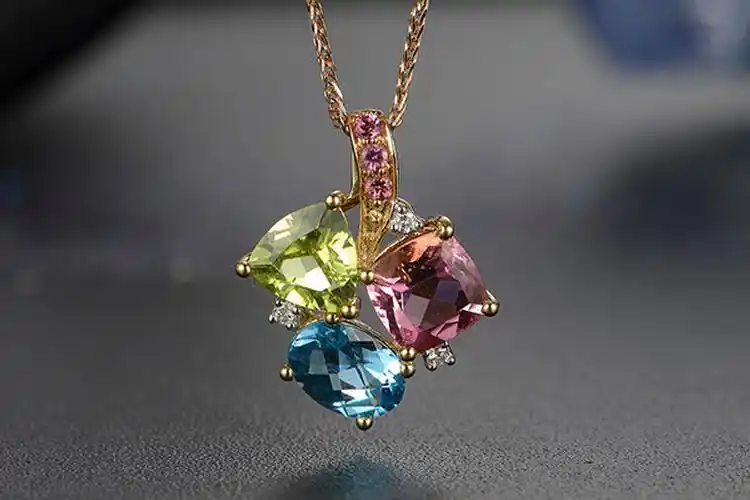 enzo珠宝黄18k金多种彩色宝石经典彩宝项链_珠宝图片