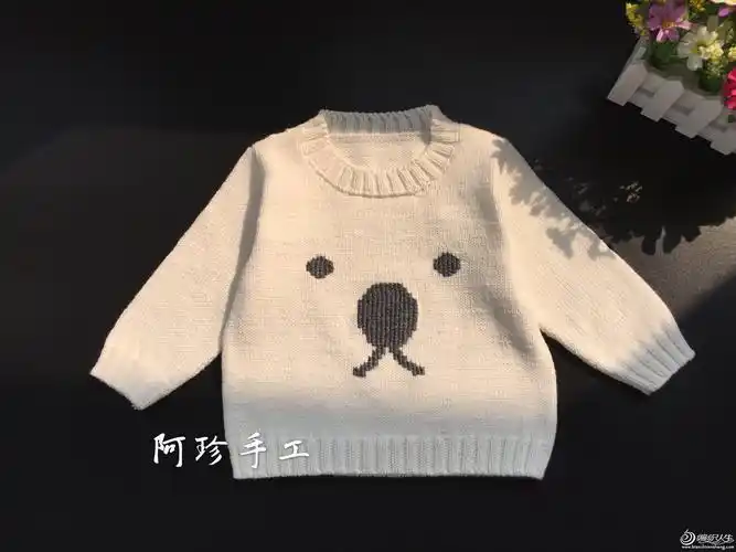 婴幼儿棒针狗狗绣花图案套头毛衣-编织教程-编织人生