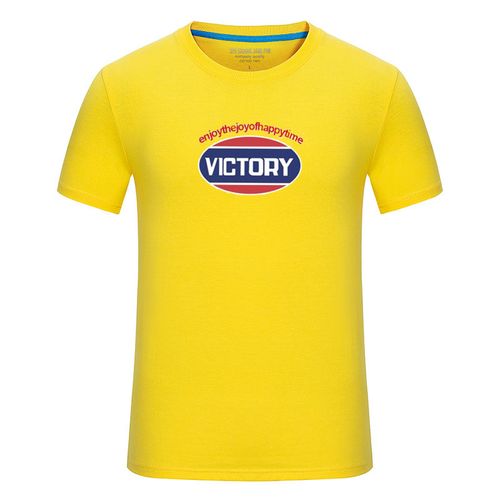 多色胜利标志羽毛球t恤纯棉全棉短袖训练休闲文化衫队服定制协会