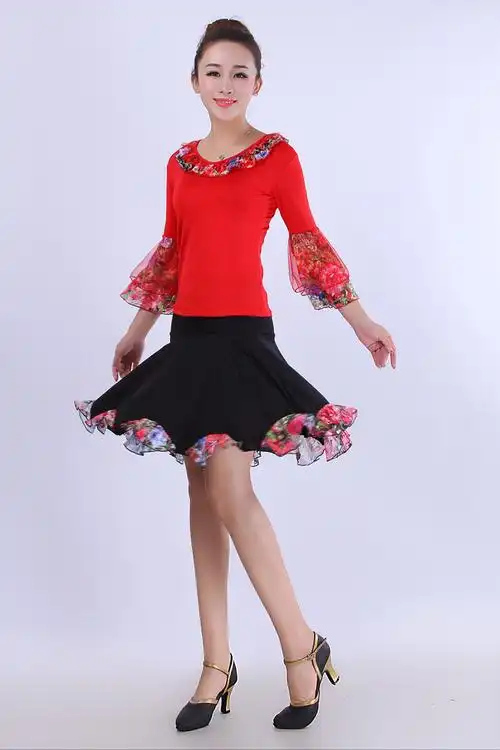 衣梦舞蹈服装广场舞服装上衣秋冬新款广场舞拉丁舞蹈服上衣舞衣