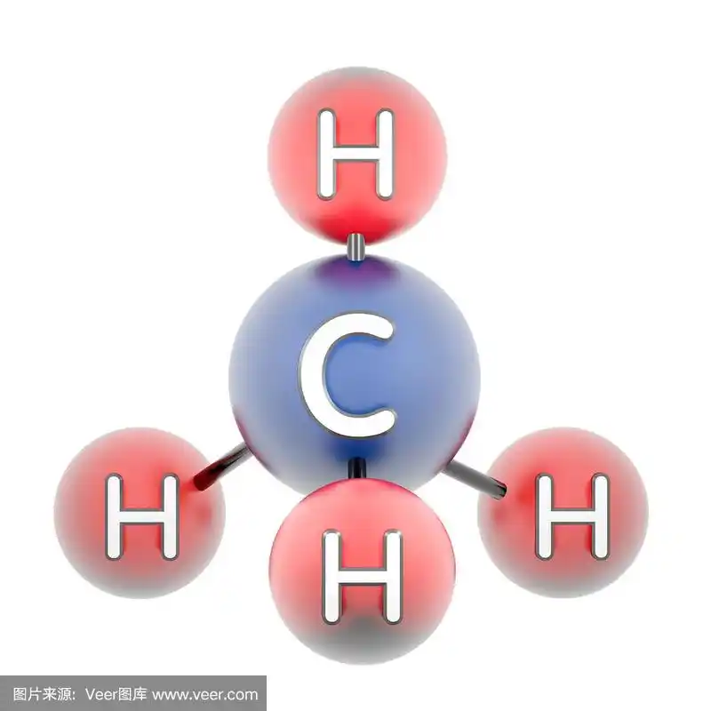 ch4分子甲烷.渲染的3d模型孤立在白色上.