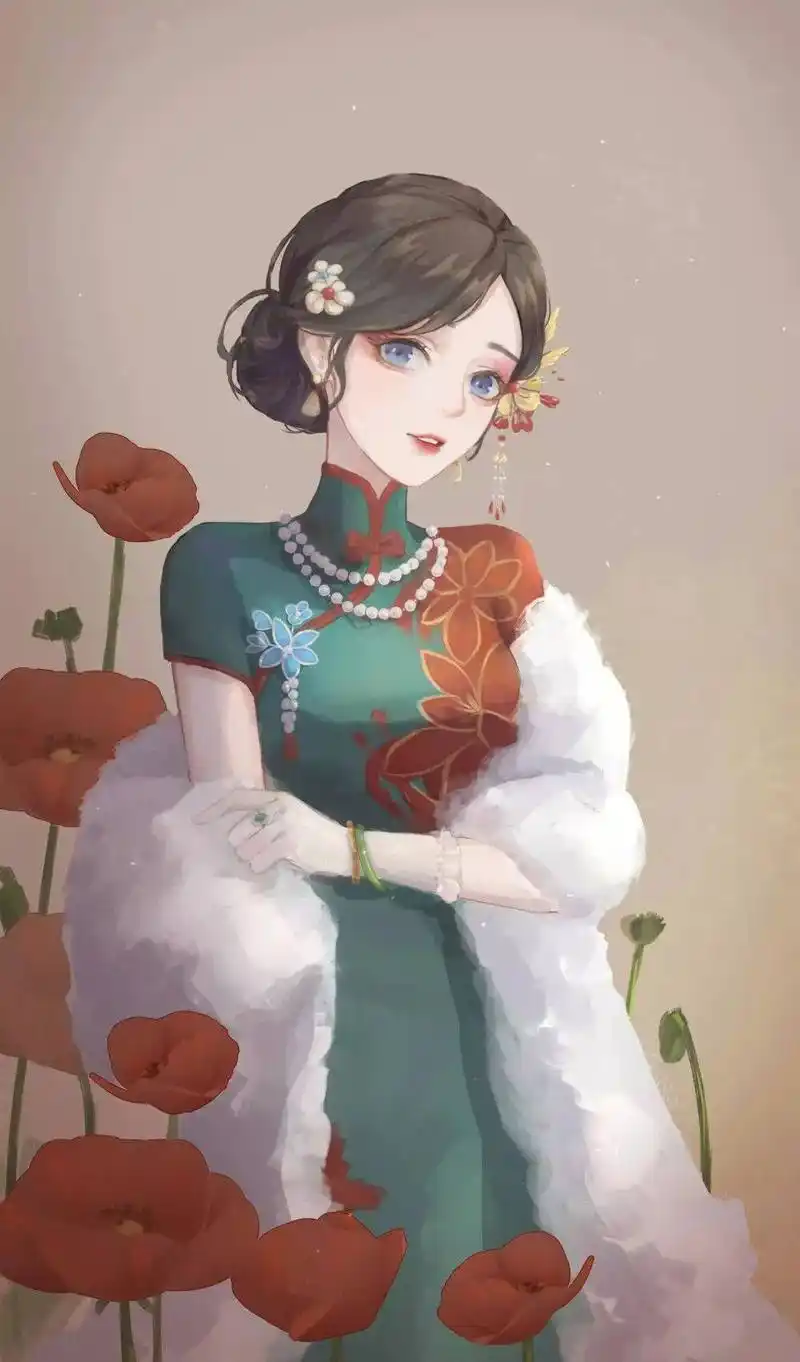 民国风旗袍插画