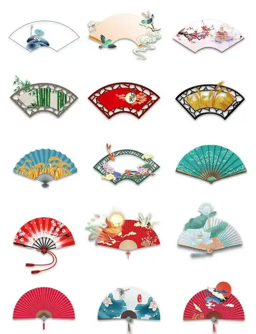 国潮风扇形边框背景素材