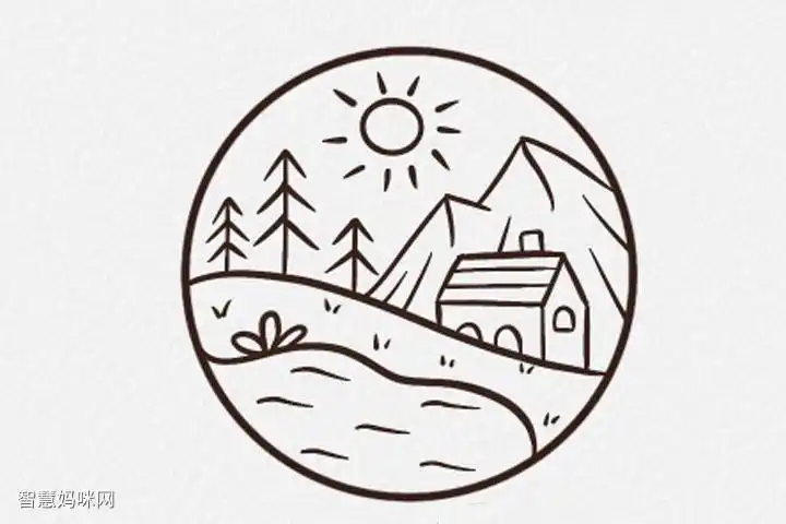 式微配图简笔画