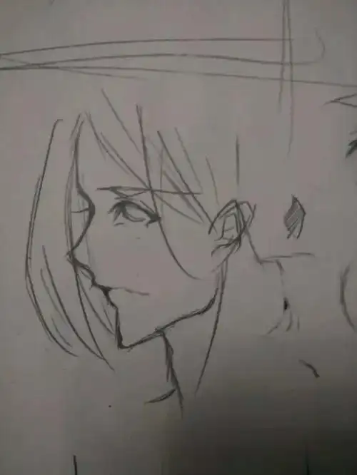 线稿 手绘 侧脸 男生 动漫