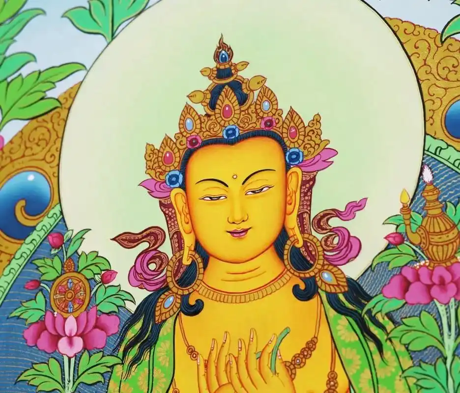 天冠弥勒佛 #唐卡# #见者吉祥# 名家精品唐卡-【天冠弥勒佛】 尺幅:63