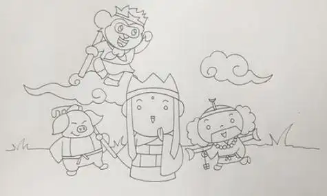 彩色西游记人物简笔画教程画法_简笔画图片大全 - 元艺考