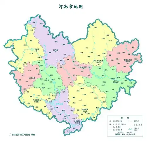 地图库 中国地图 广西 河池 >> 河池市标准地图(政区版)  分国地图