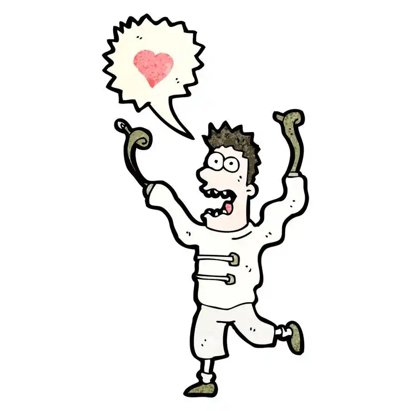 逃脱了疯子,向量,在白色背景上的转义疯子卡通