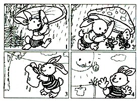 用心写话! 提示:图上的小兔子为什么会被淋湿呢?