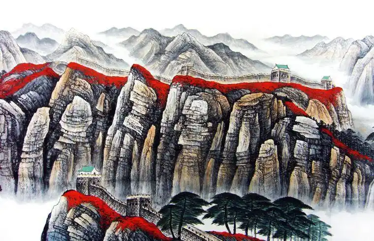 巨幅国画幽燕金秋图