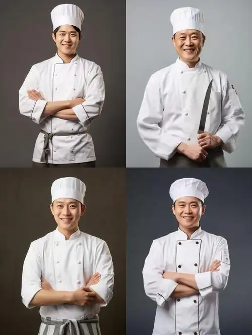 厨师人物摄影素材代表特征:白衬衣,西服,精致的,干净简洁的.