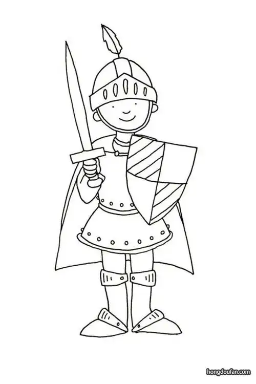 拿着盾牌和剑的涂色骑士骑士简笔画大全