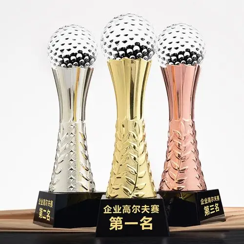 金礼高尔夫奖杯水晶金属人像高尔夫纪念礼品球赛金属奖杯奖座定制