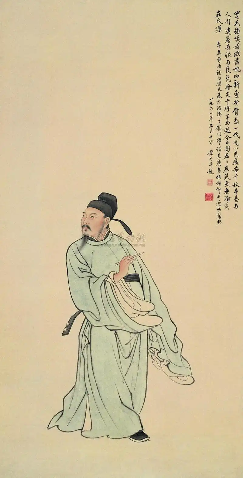 698 1962年作 白居易像 立轴 设色纸本