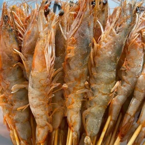 夜猫子网红秘制烧烤虾串腌制基围虾串商用冷冻半成品油炸大青虾串