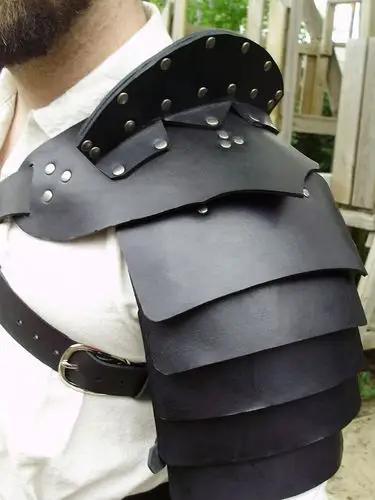 gladiator手作代购特别角斗士黑色皮革双肩铠甲cosplaycosplay配件