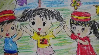 个民族手拉手的简笔画