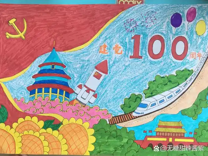 建党100周年童心向党主题绘画