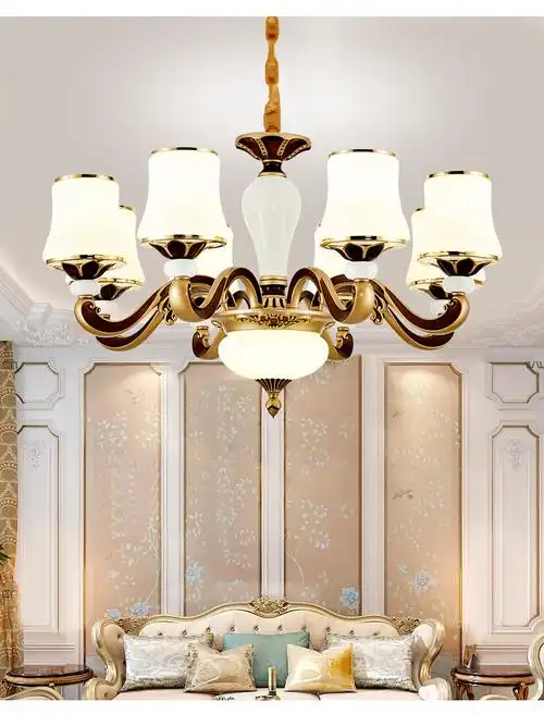 欧式吊灯客厅吊灯锌合金现代简约大气家用简欧卧室灯餐厅灯具 6头