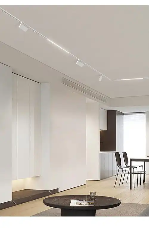 嵌入式磁吸轨道灯白色智能无边框明装无主灯照明客厅导轨线条射灯松