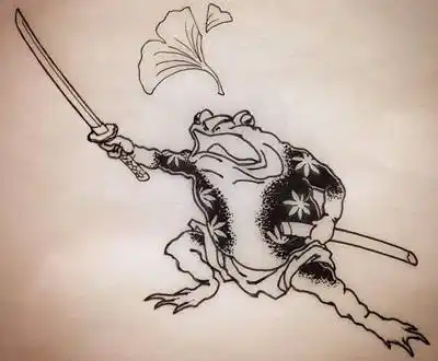 50张蟾蜍纹身手稿素材黑白图案