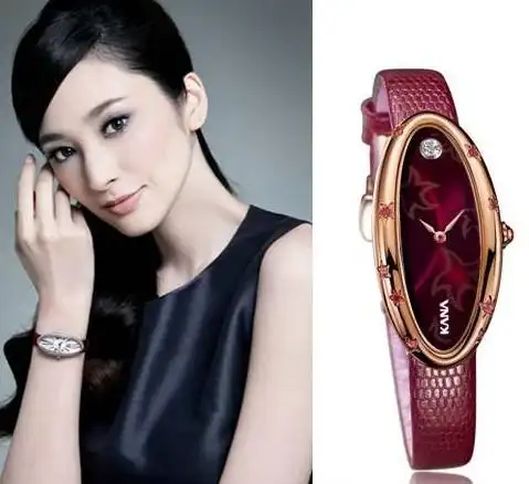 章子怡代言欧米茄林志玲代言的浪琴腕表,拥有白金镶钻的表盘,和林志玲