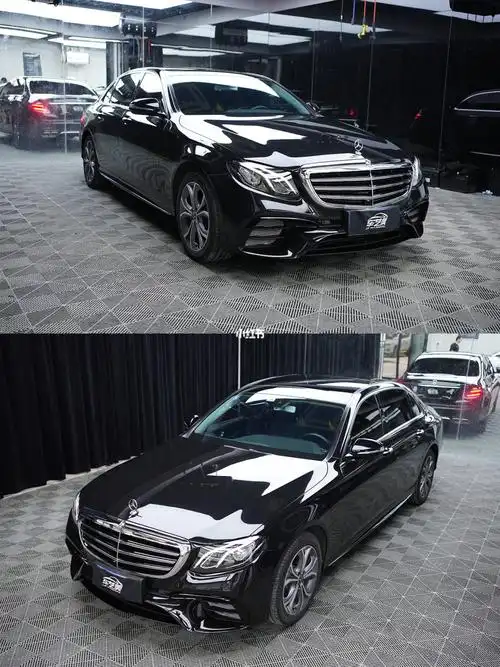 奔驰e300l装贴tpu亮黑车衣效果