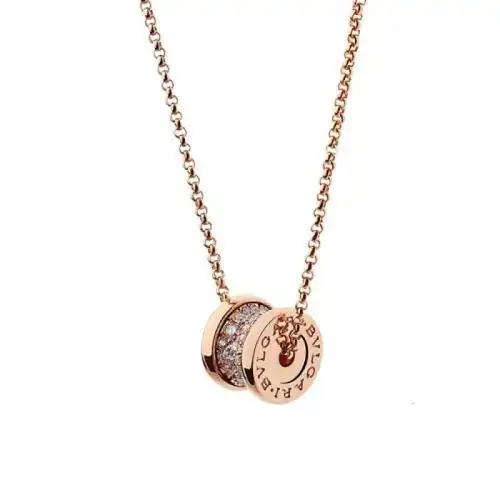 bvlgari宝格丽bzero1系列经典款满钻18k金玫瑰金小号小蛮腰名媛项链