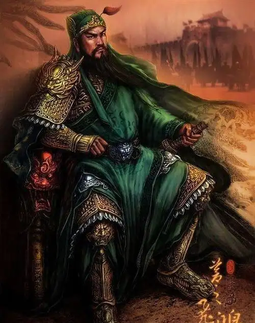 彩色关公男士纹身手稿图案