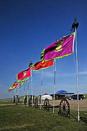 内蒙古呼伦贝尔金帐汗蒙古部落的旗帜