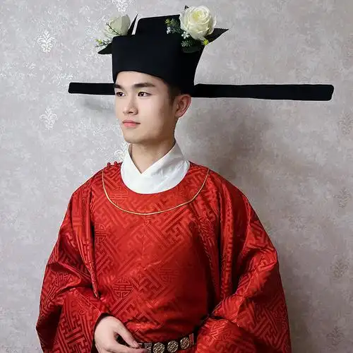 汉服男士帽子首服宋制婚孔府展脚幞头配宋圆领帽子