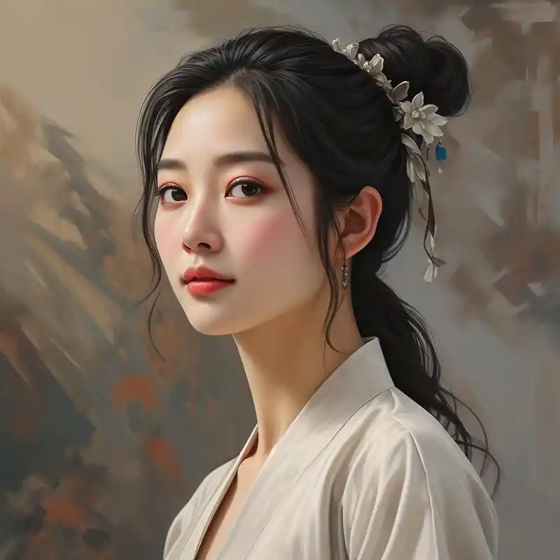 油画风格,女性头像96 油画风格的女性头像,充满艺术感和复古韵味.