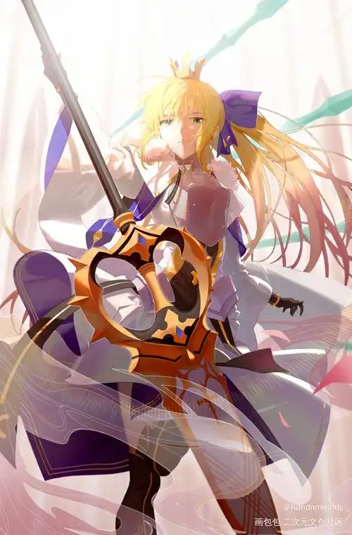 是三张呆毛_fgo阿尔托莉雅saber厚涂平涂日系绘画作品