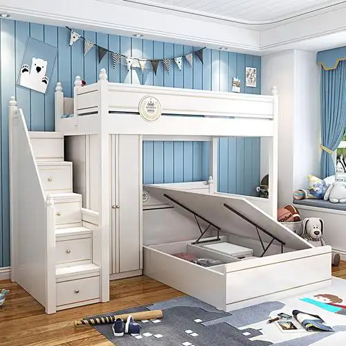 双人床上下铺 省空间的床_双人床上下铺两层儿童床上下床带书桌衣柜