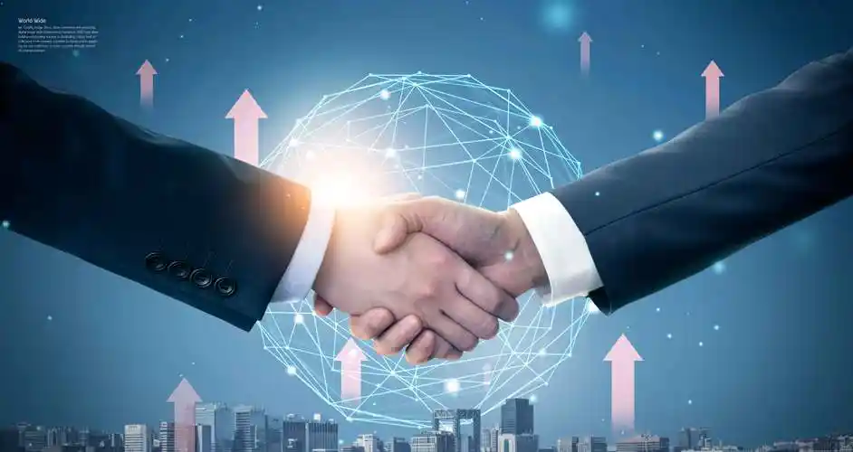 商务合作握手共赢主题海报设计素材