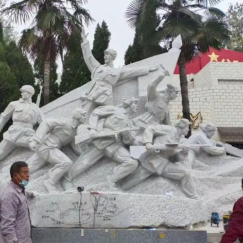 人物雕塑花岗岩抗战八路军群雕校园文化广场人物雕塑厂家定制