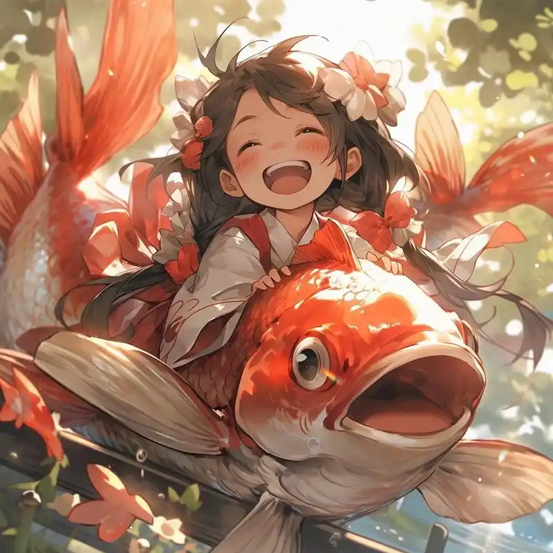 上岸头像丨锦鲤女孩 乘风破浪 上岸啦 国风元素锦鲤女孩头像, 希望宝