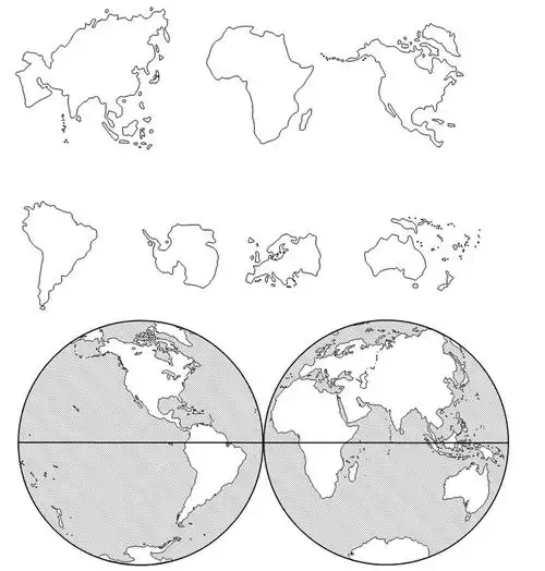 7大洲的地图轮廓