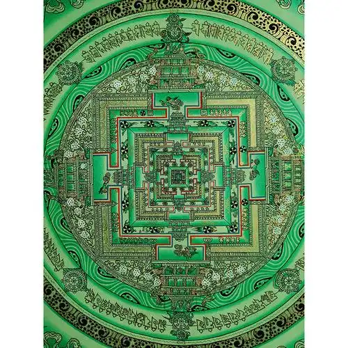 彩绘描金龙纹边框时轮金刚坛城唐卡1428 jiban lama作品