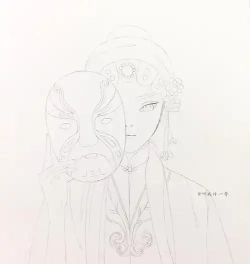 一组京剧花旦手绘水彩步骤图