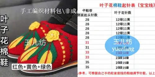 关注好看又好织的叶子花毛线拖鞋,2分钟即可学会 样品鞋3839码,起15针