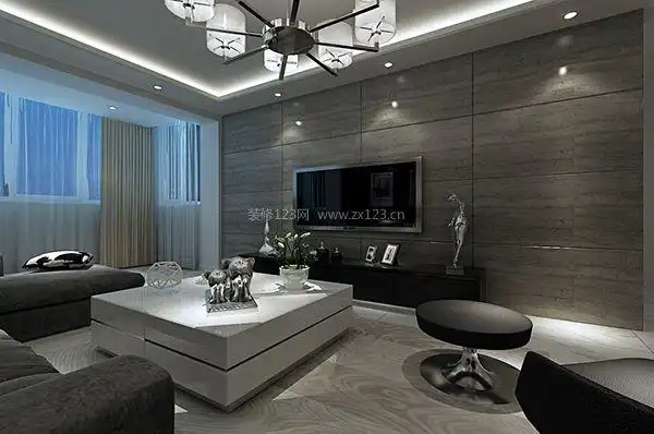 2米宽简约风格电视墙装修效果图