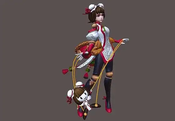 动画 中国风 悬丝傀儡 【带动画】次世代提线木偶 丸子头女孩