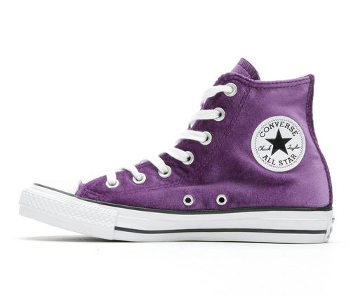 converse/匡威女鞋休闲鞋天鹅绒面柔软紫色高帮鞋正品557931f